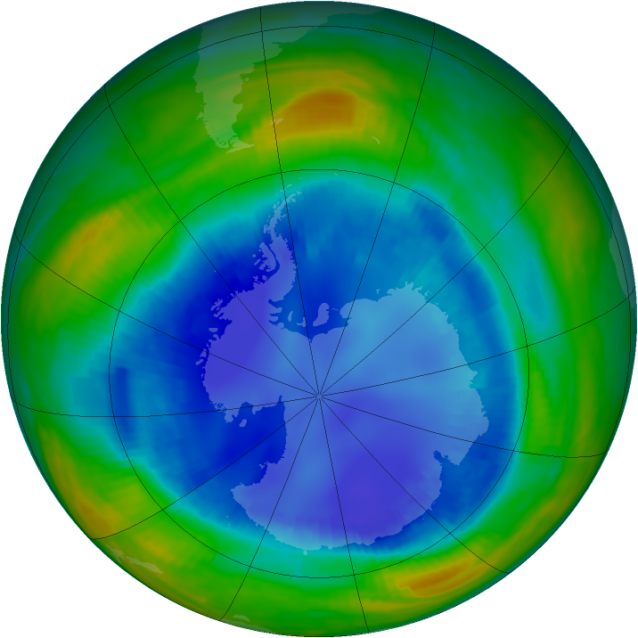 Antarctic ozone map for 20 August 1998
